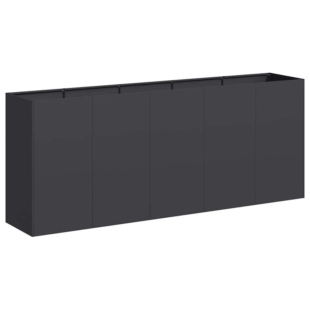 Ζαρντινιέρα Μαύρη 200x40x80 εκ. από Χάλυβα Ψυχρής Έλασης - Pakobazaar