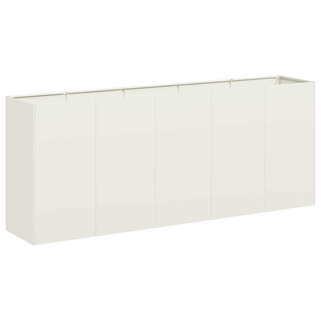 Ζαρντινιέρα Λευκή 200x40x80 εκ. από Χάλυβα Ψυχρής Έλασης