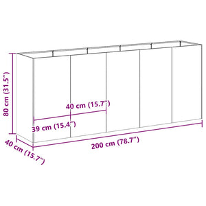 Ζαρντινιέρα 200x40x80 εκ. από Ανοξείδωτο Ατσάλι