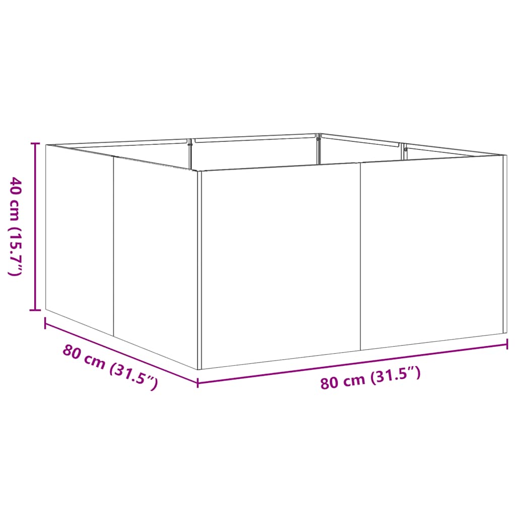 Ζαρντινιέρα Μαύρη 80x80x40 εκ. από Χάλυβα Ψυχρής Έλασης