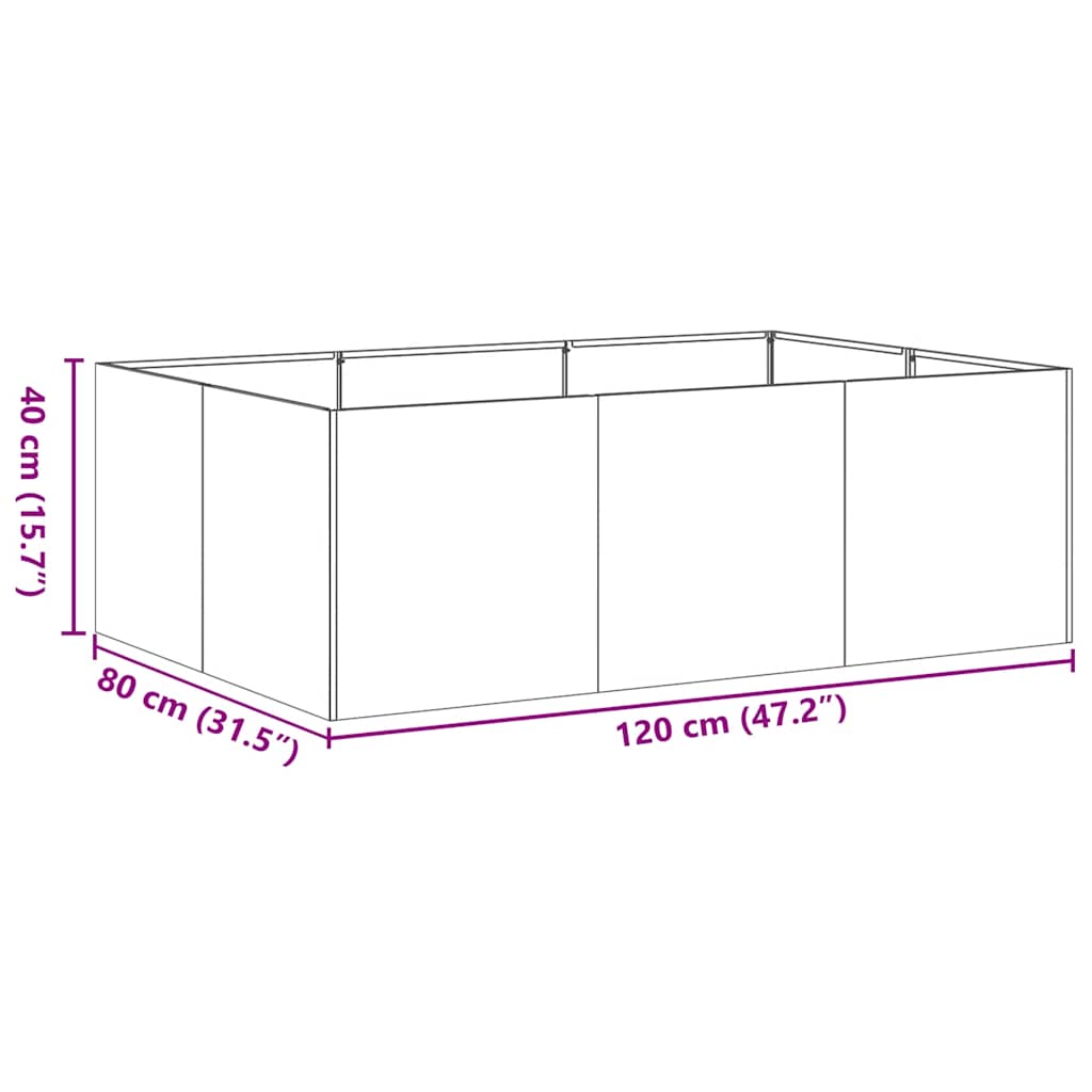 Ζαρντινιέρα Ανθρακί 120x80x40 εκ. από Χάλυβα - Pakobazaar