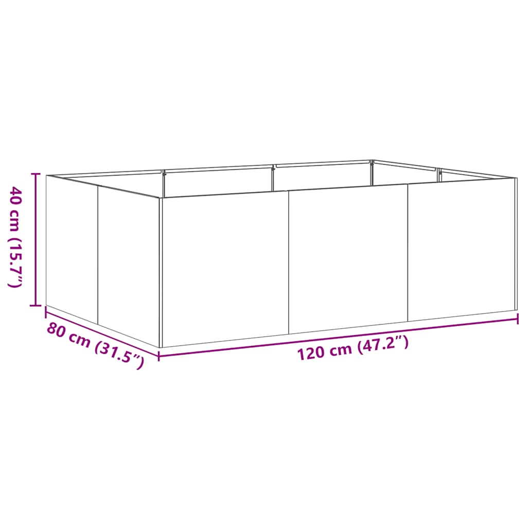 Ζαρντινιέρα Λαδί 120x80x40 εκ. από Χάλυβα