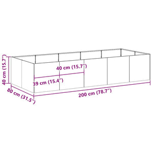 Ζαρντινιέρα Μαύρη 200x80x40 εκ. από Χάλυβα