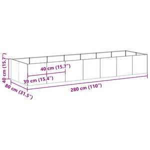 Ζαρντινιέρα 280x80x40 εκ. από Ανοξείδωτο Ατσάλι