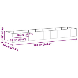 Ζαρντινιέρα Λευκή 360x80x40 εκ. από Χάλυβα