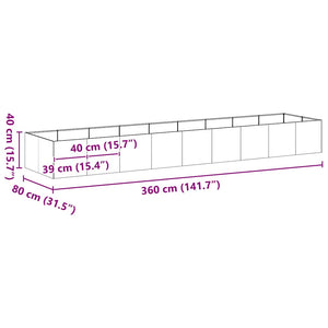Ζαρντινιέρα Ανθρακί 360x80x40 εκ. από Χάλυβα - Pakobazaar