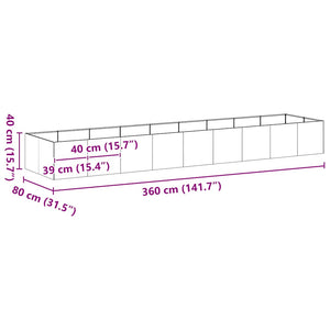 Ζαρντινιέρα 360x80x40 εκ. από Ανοξείδωτο Ατσάλι
