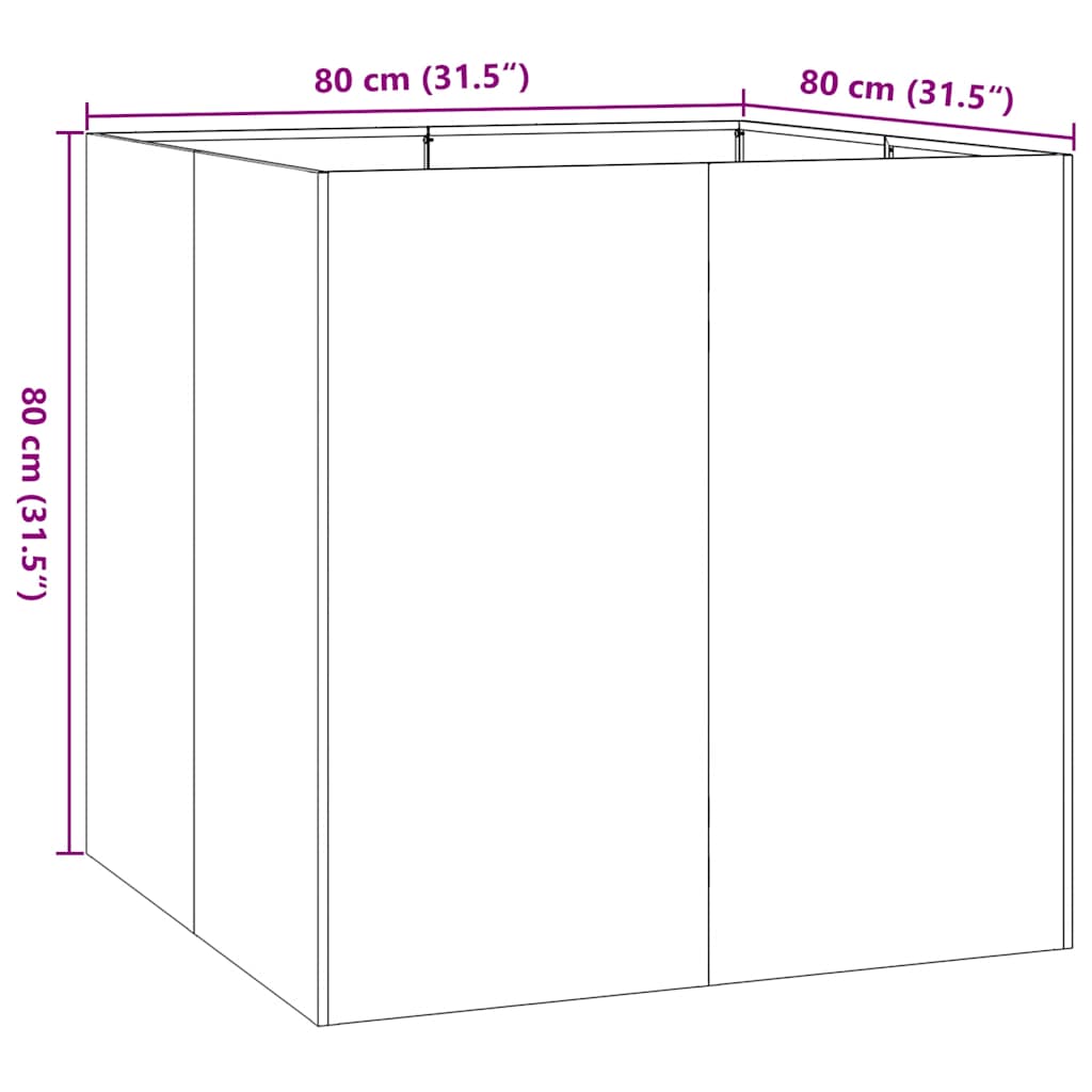 Ζαρντινιέρα Ανθρακί 80x80x80 εκ. από Χάλυβα