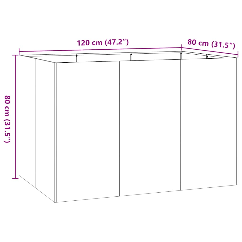 Ζαρντινιέρα Λευκή 120x80x80 εκ. από Χάλυβα - Pakobazaar