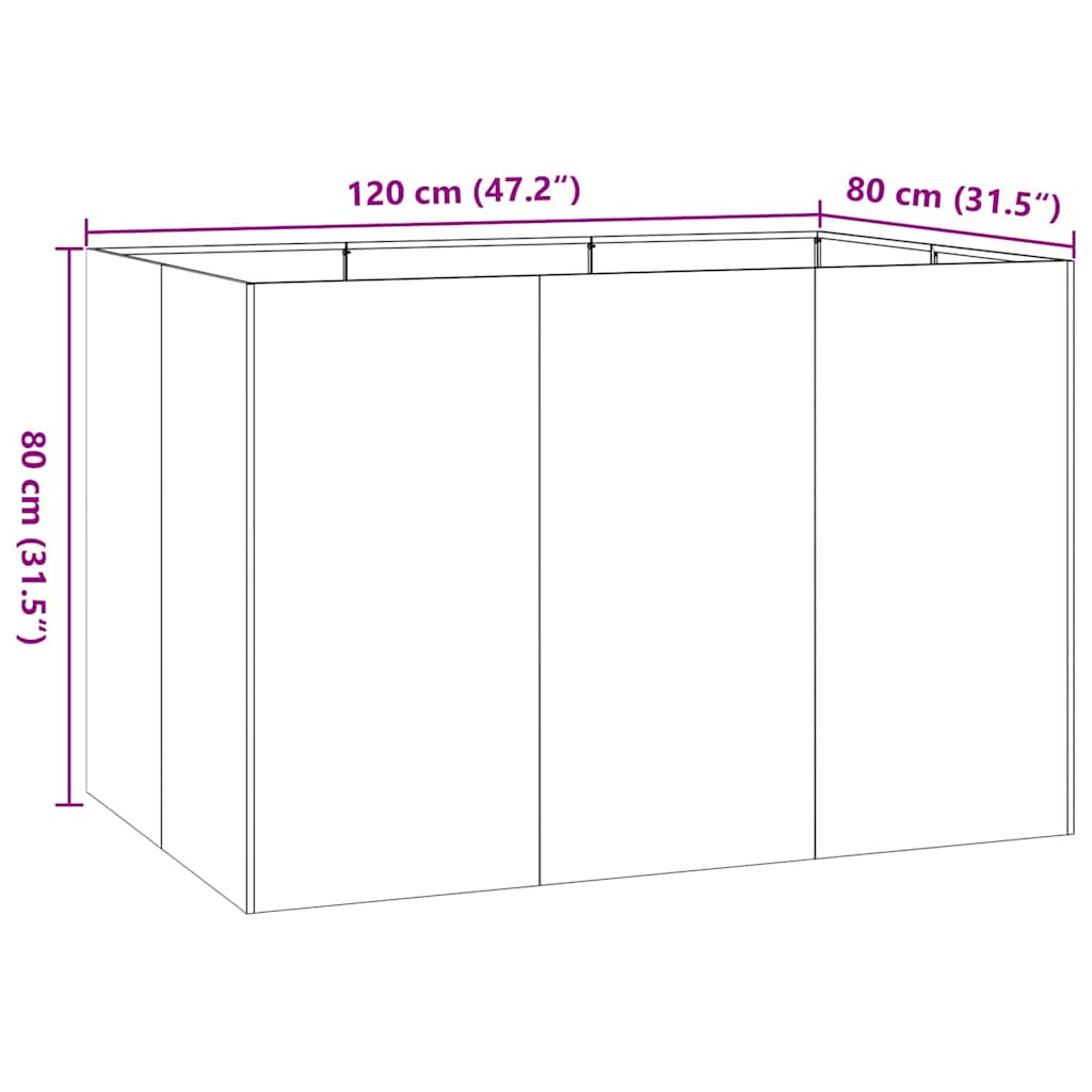 Ζαρντινιέρα Ανθρακί 120x80x80 εκ. από Χάλυβα