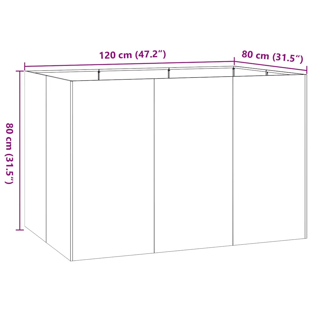 Ζαρντινιέρα 120x80x80 εκ. από Γαλβανισμένο Ατσάλι