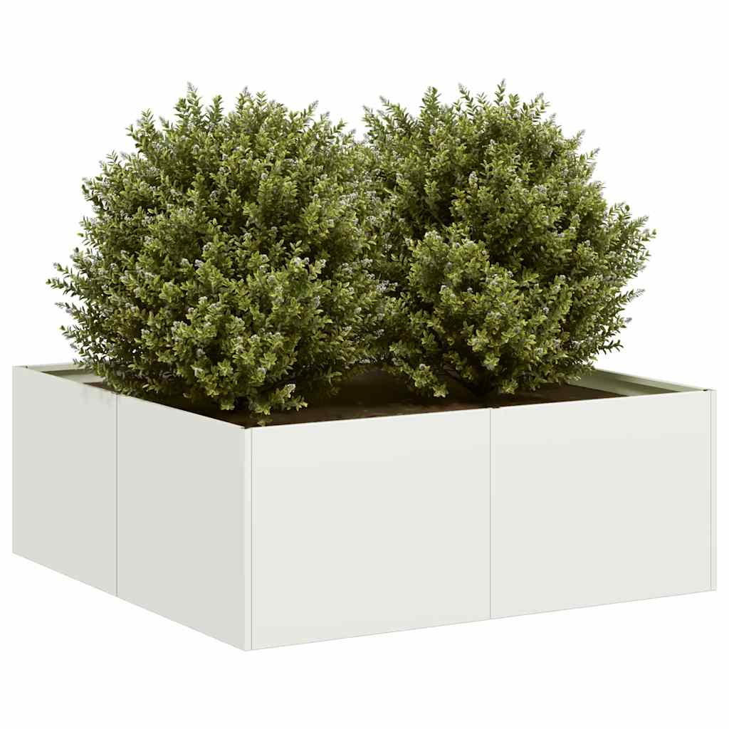 Ζαρντινιέρα Λευκή 80x80x30 εκ. από Χάλυβα - Pakobazaar