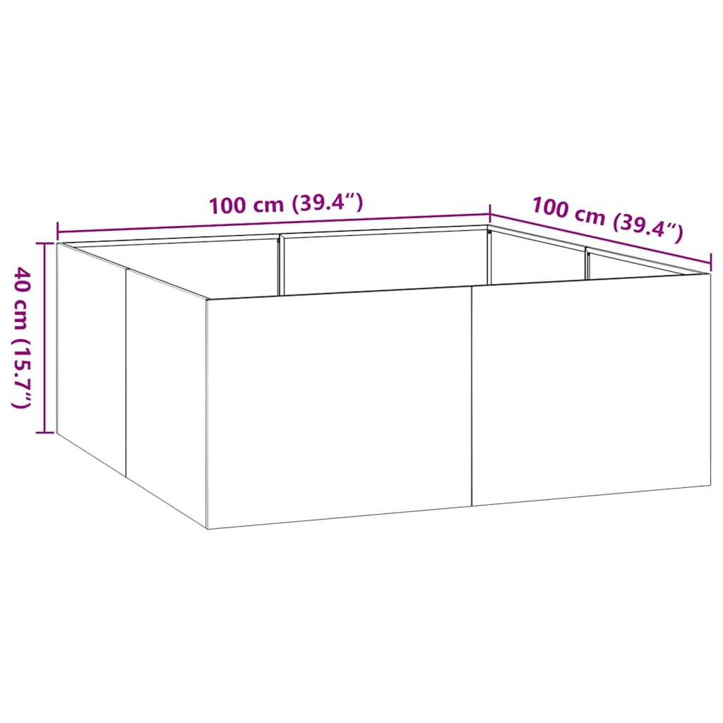 Ζαρντινιέρα 100x100x40 εκ. από Γαλβανισμένο Ατσάλι