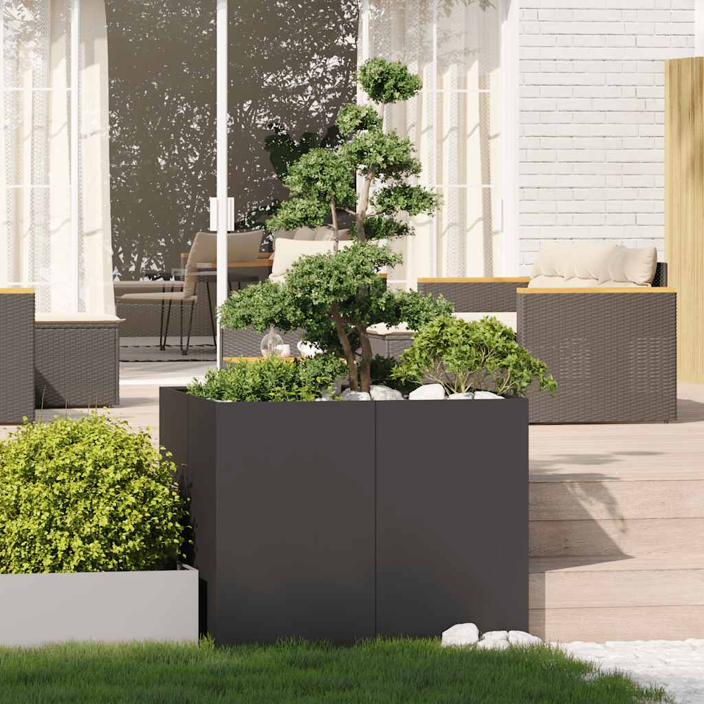 Ζαρντινιέρα Μαύρη 100x100x80 εκ. από Χάλυβα - Pakobazaar