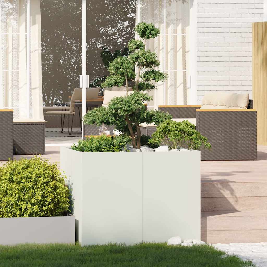 Ζαρντινιέρα Λευκή 100x100x80 εκ. από Χάλυβα - Pakobazaar