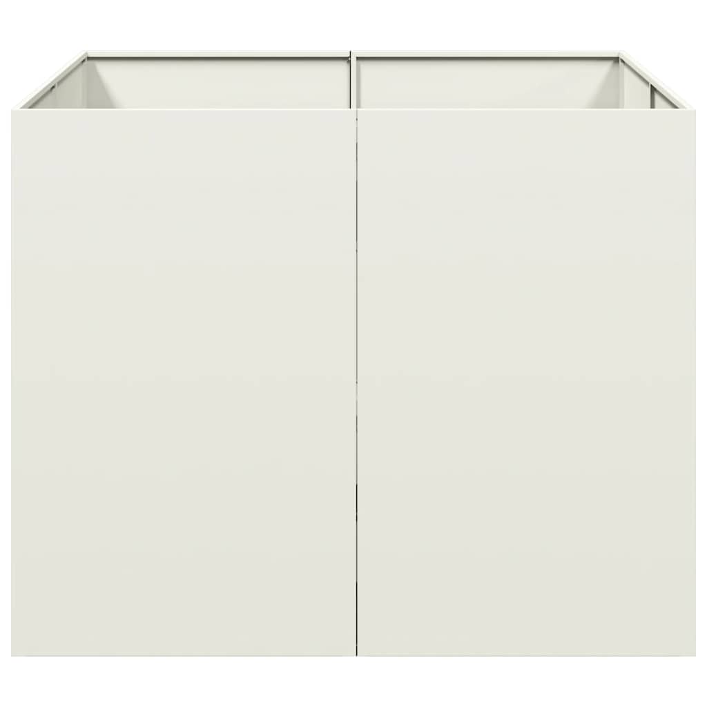 Ζαρντινιέρα Λευκή 100x100x80 εκ. από Χάλυβα - Pakobazaar
