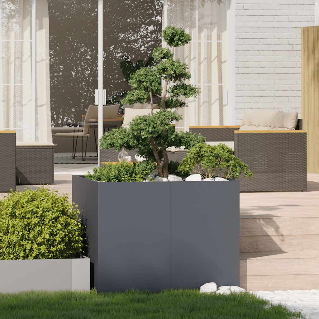 Ζαρντινιέρα Ανθρακί 100x100x80 εκ. από Χάλυβα - Pakobazaar