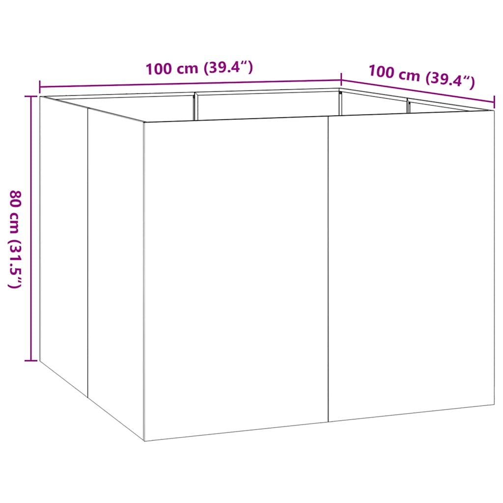 Ζαρντινιέρα 100x100x80 εκ. από Γαλβανισμένο Ατσάλι