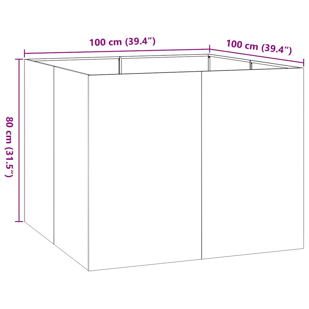 Ζαρντινιέρα 100x100x80 εκ. Ατσάλι Σκληρυθέν στον Αέρα
