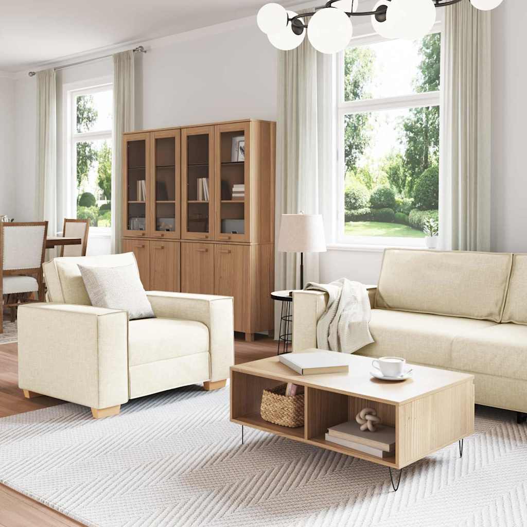 Σετ Καναπέ 3 pcs Μπεζ 220 x 80 x 84 εκ Ύφασμα μείγματος λινών - Pakobazaar
