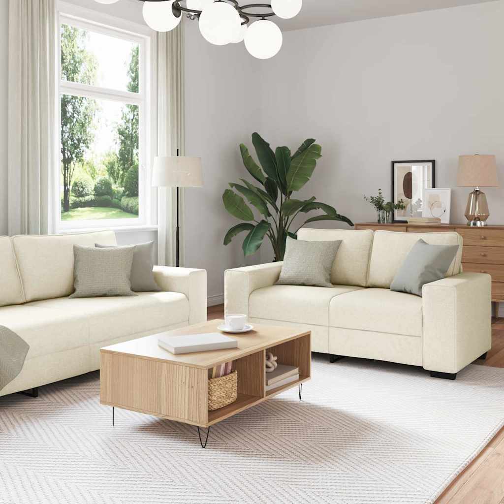 Καναπές 3 pcs Μπεζ 221 x 80 x 82 εκ Ύφασμα μείγματος λινών - Pakobazaar