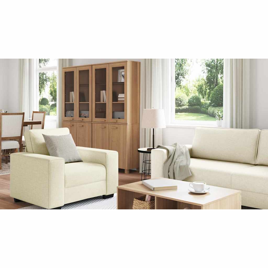 Καναπές 3 pcs Μπεζ 221 x 80 x 82 εκ Ύφασμα μείγματος λινών - Pakobazaar