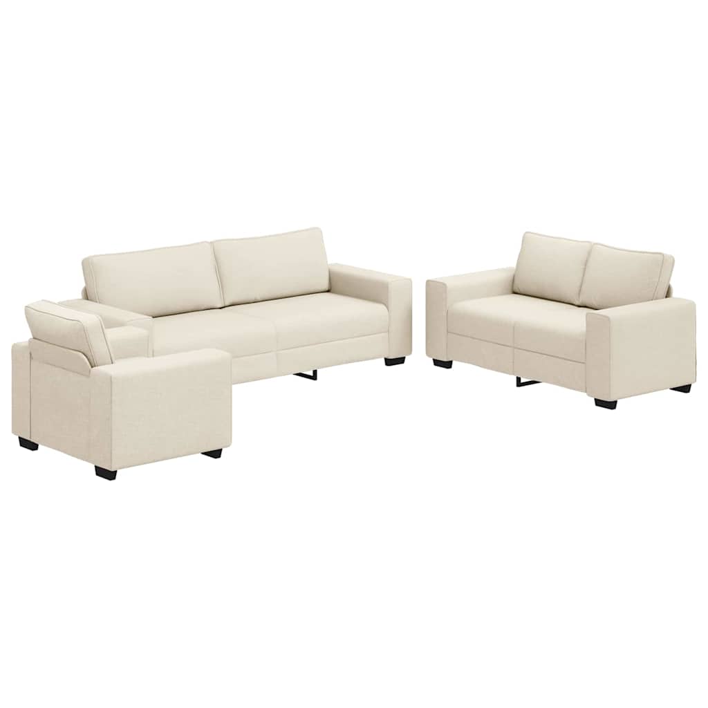 Καναπές 3 pcs Μπεζ 221 x 80 x 82 εκ Ύφασμα μείγματος λινών - Pakobazaar