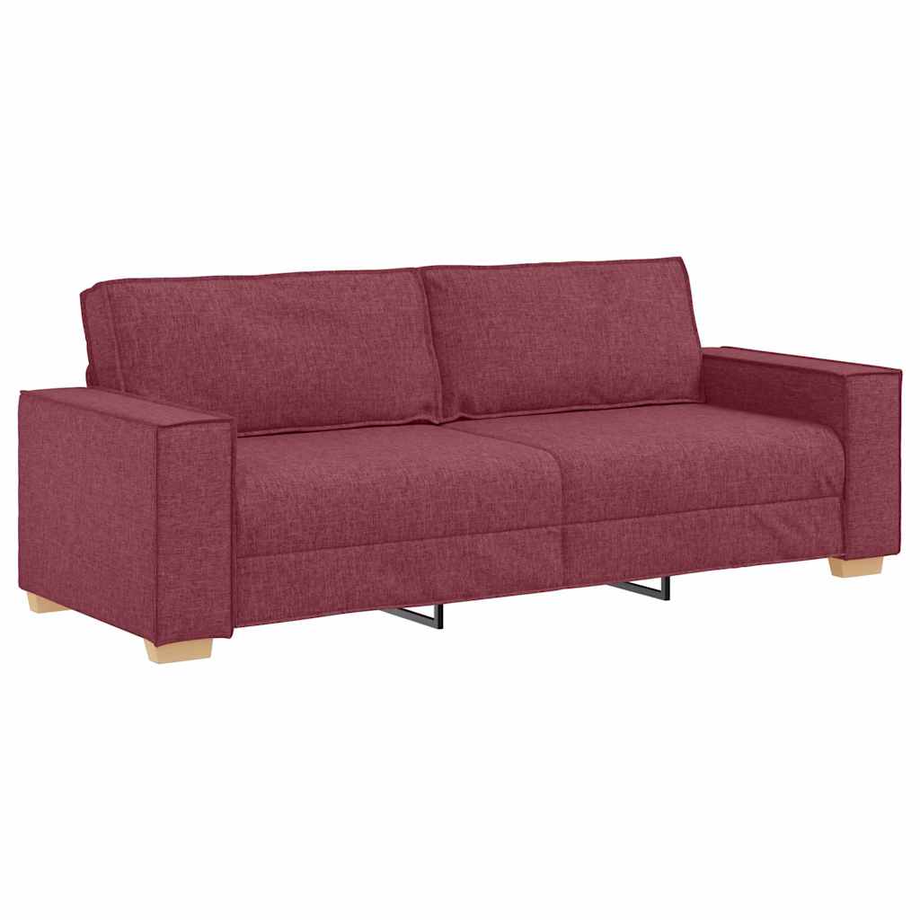 Καναπές 3 pcs Κόκκινο 220 x 80 x 84 εκ Ύφασμα μείγματος λινών - Pakobazaar