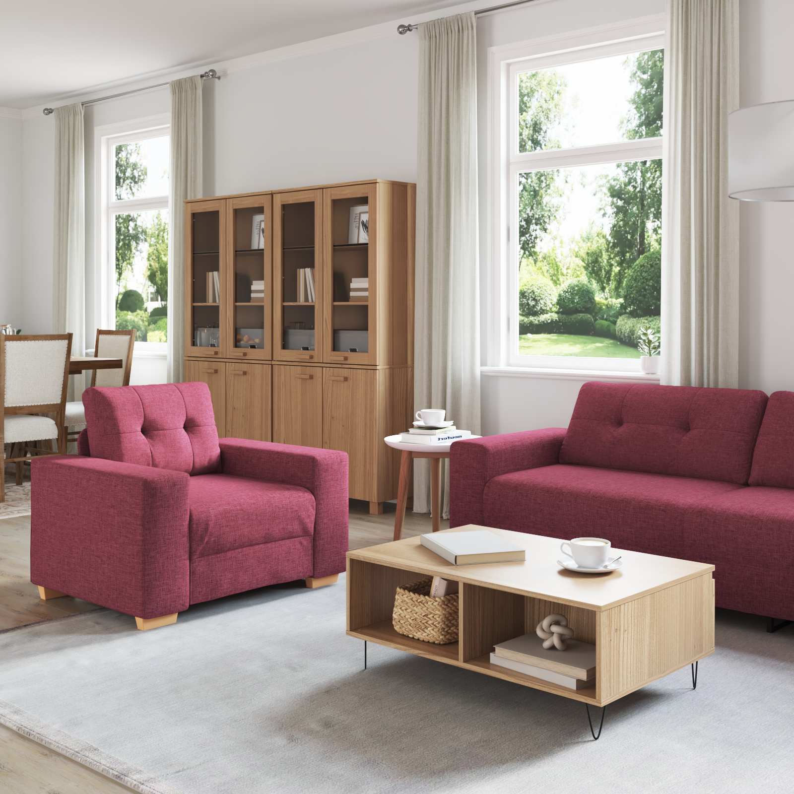Καναπές 3 pcs Κόκκινο Άνεμο 221 x 80 x 80 εκ