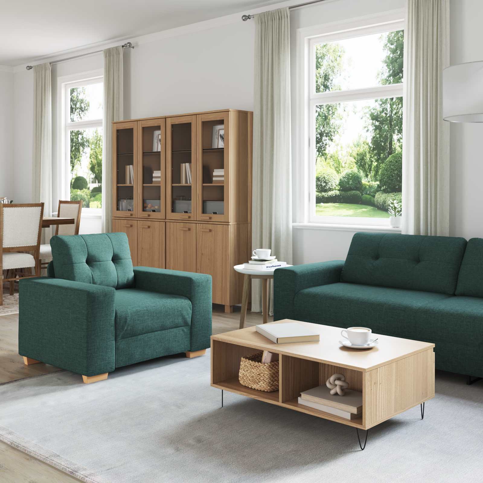 Καναπές 3 pcs Σκούρο Πράσινο 221 x 80 x 80 εκ - Pakobazaar