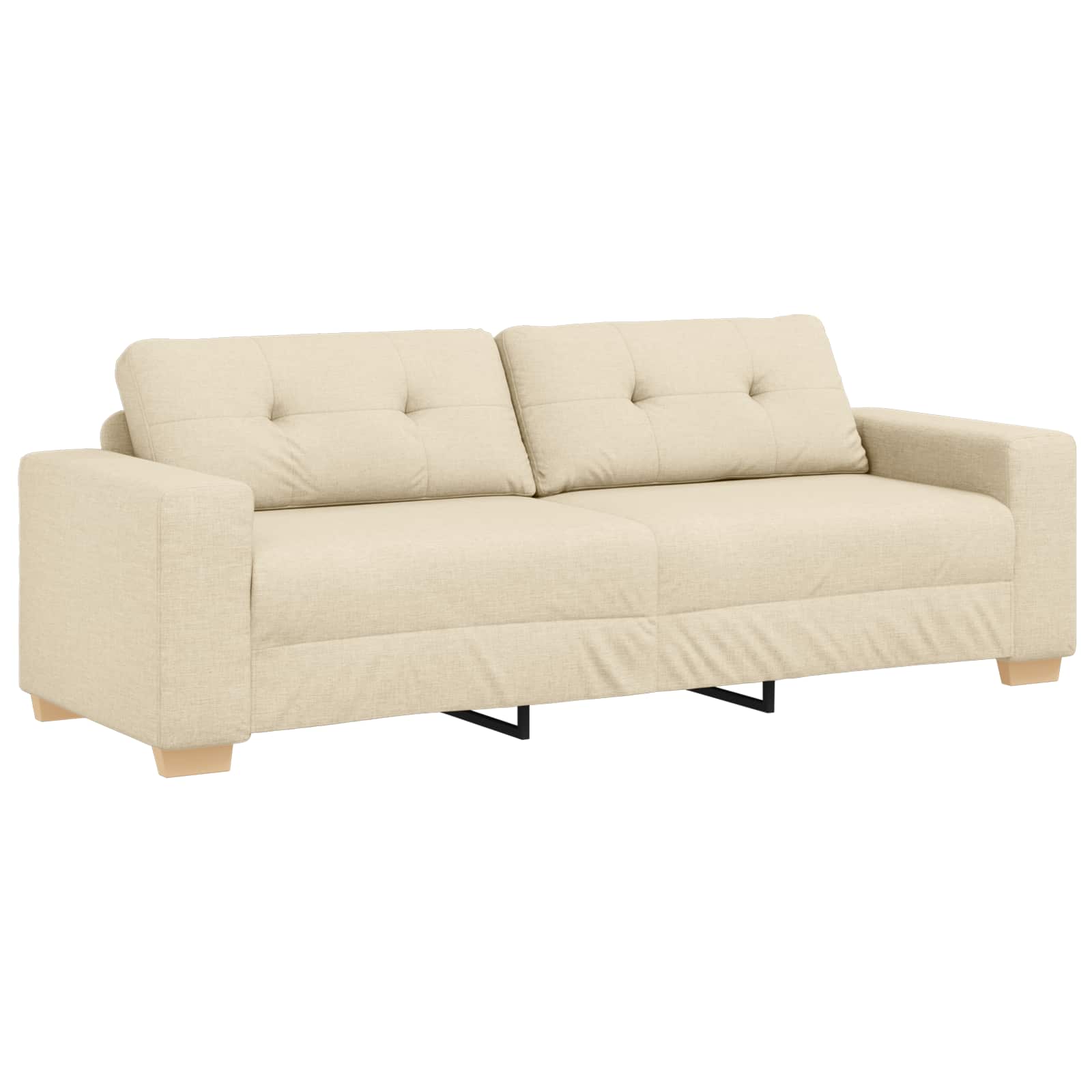 Καναπές 3 pcs Κρεμ 221 x 80 x 80 εκ Ύφασμα μείγματος λινών - Pakobazaar
