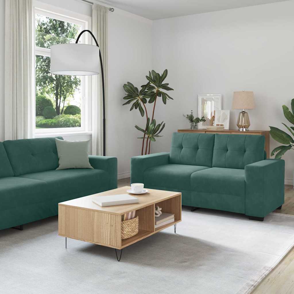 Σετ Καναπέ 3 pcs Σκούρο Πράσινο 221 x 80 x 80 εκ Βελούδο