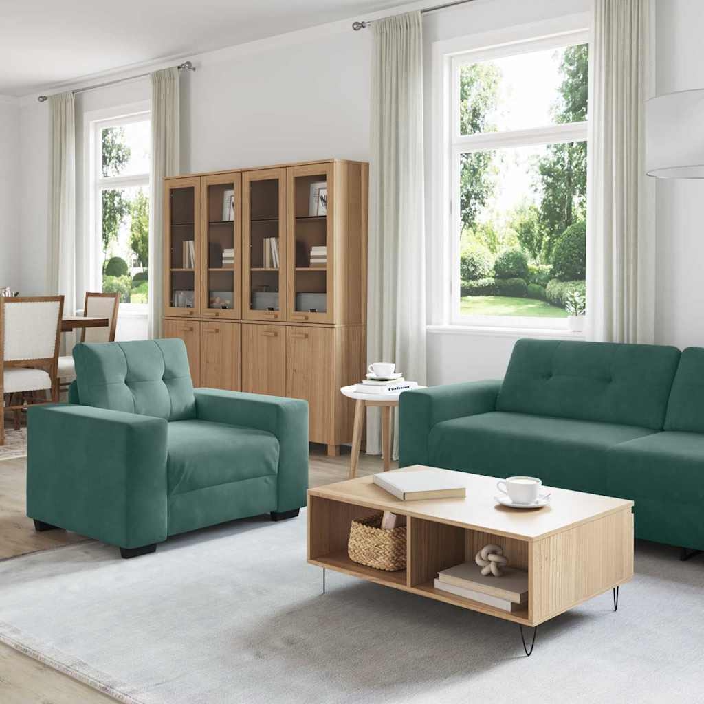 Σετ Καναπέ 3 pcs Σκούρο Πράσινο 221 x 80 x 80 εκ Βελούδο