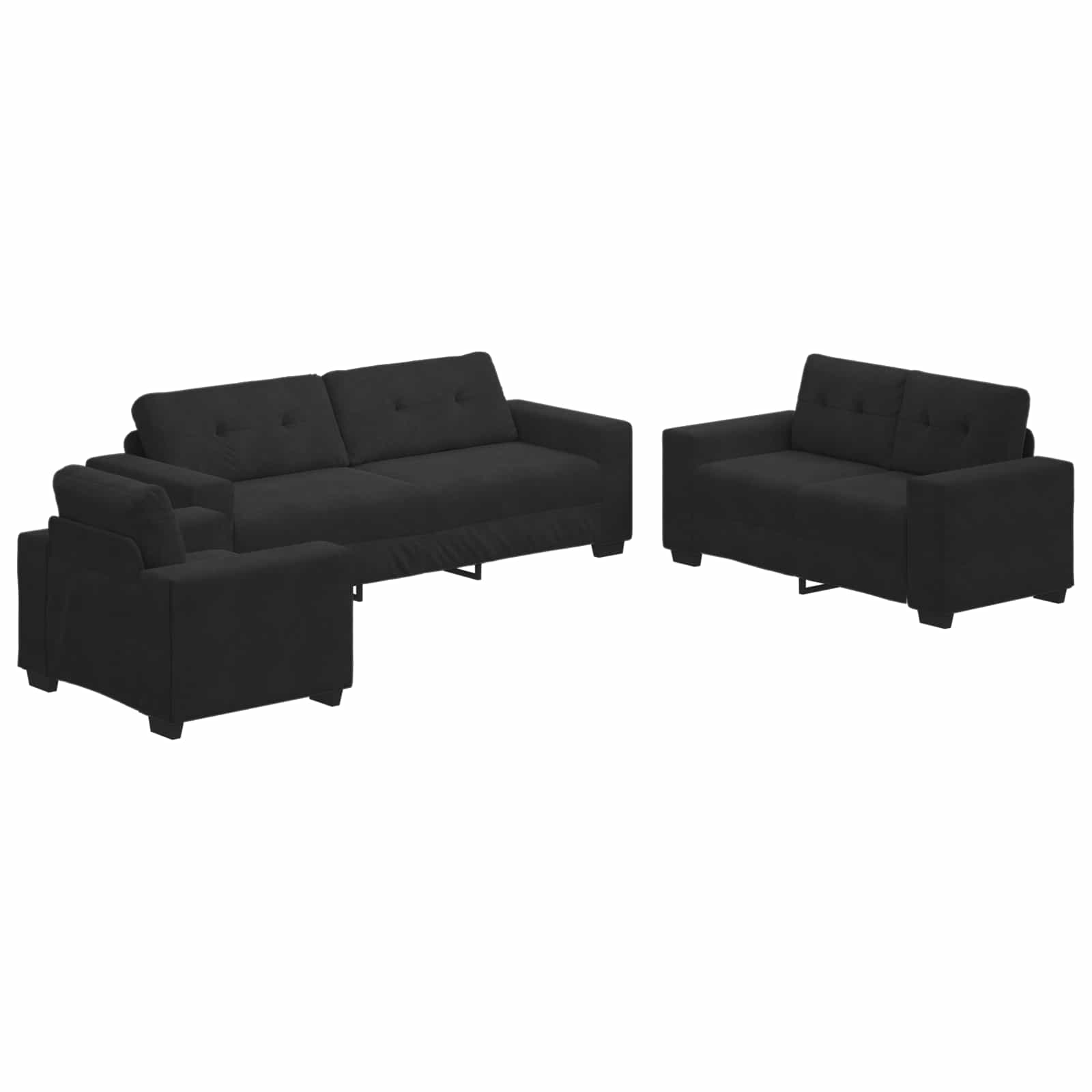 Σετ Καναπέ 3 pcs Μαύρο 221 x 80 x 80 εκ Βελούδο
