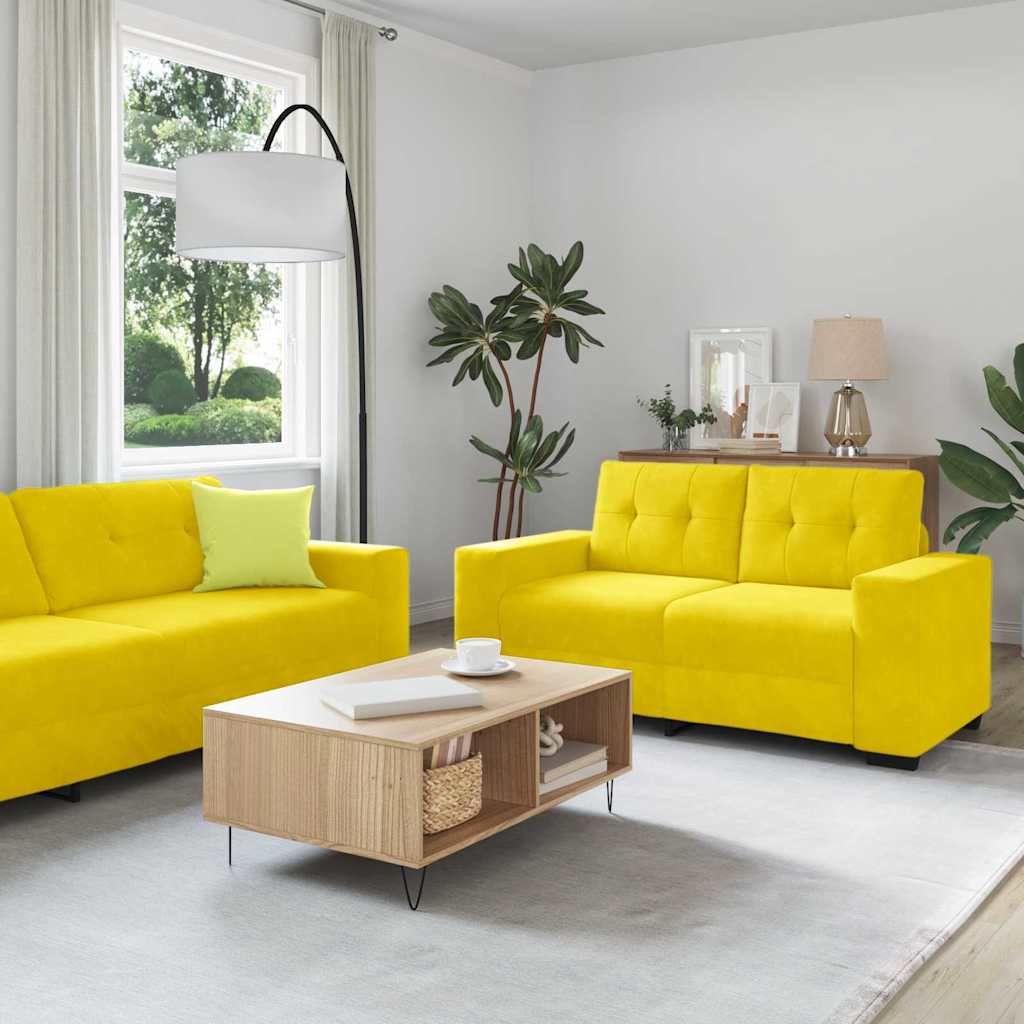 Σετ Καναπέ 3 pcs Κίτρινο 221 x 80 x 80 εκ Βελούδο - Pakobazaar