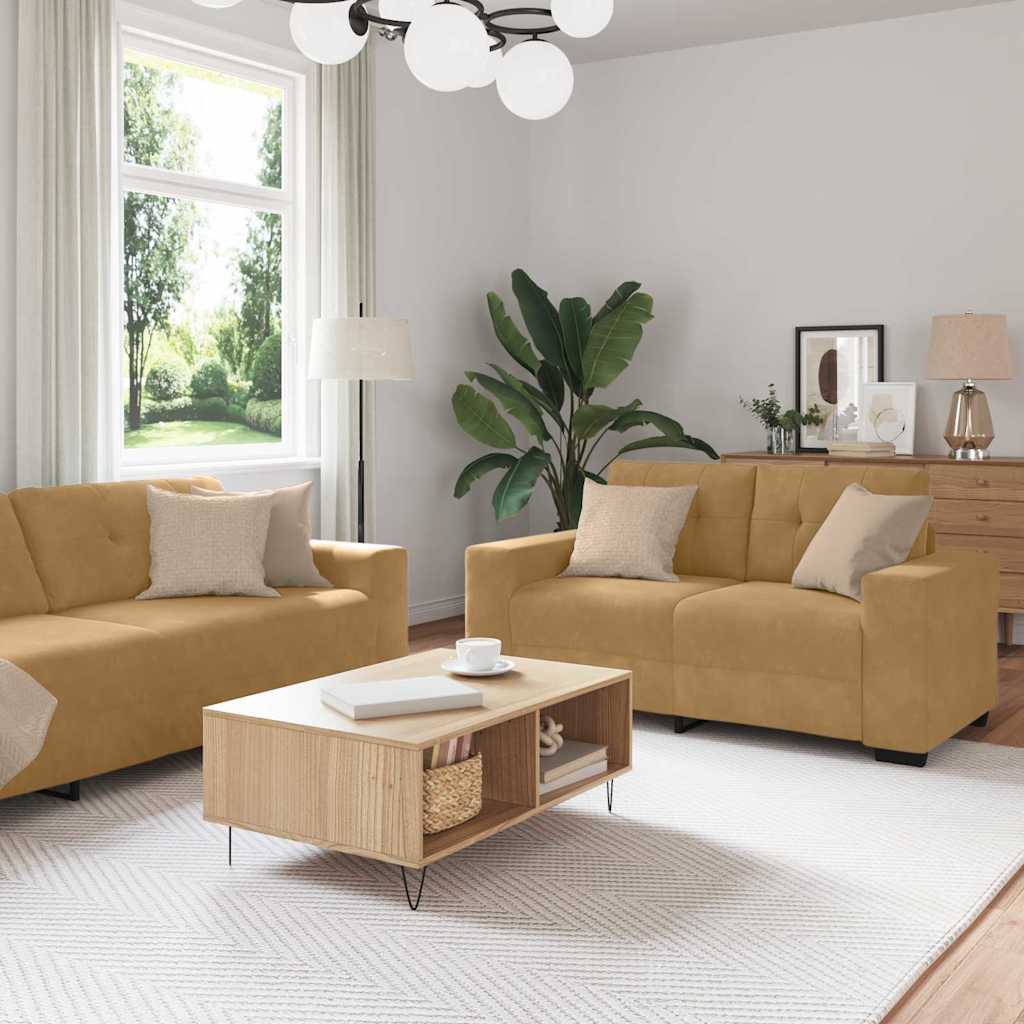 Σετ Καναπέ 3 pcs Καφέ 221 x 80 x 80 εκ Βελούδο