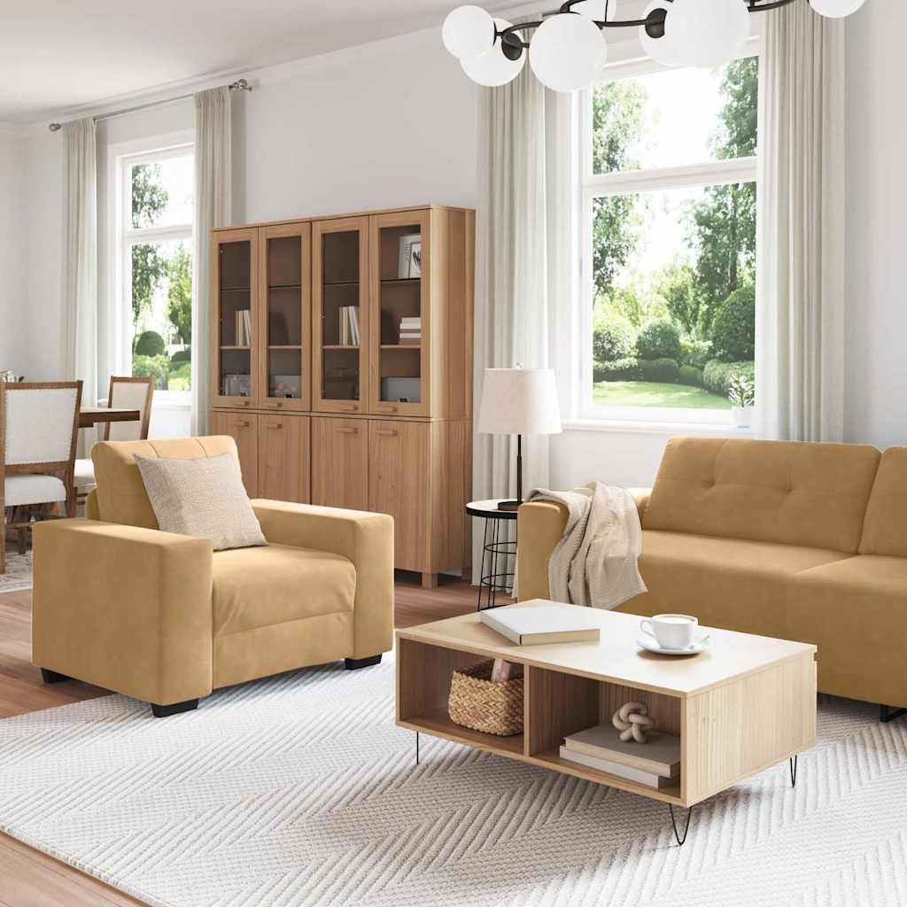 Σετ Καναπέ 3 pcs Καφέ 221 x 80 x 80 εκ Βελούδο