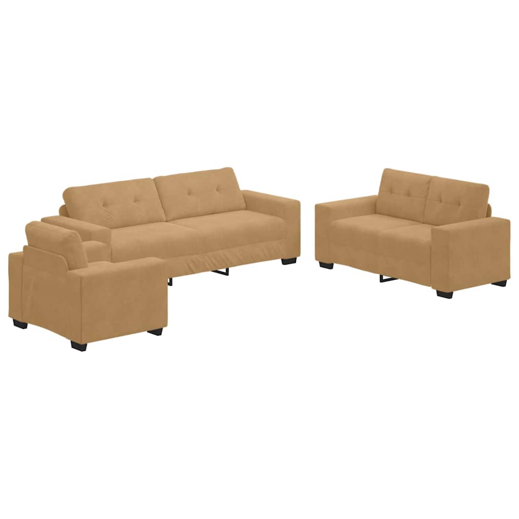 Σετ Καναπέ 3 pcs Καφέ 221 x 80 x 80 εκ Βελούδο