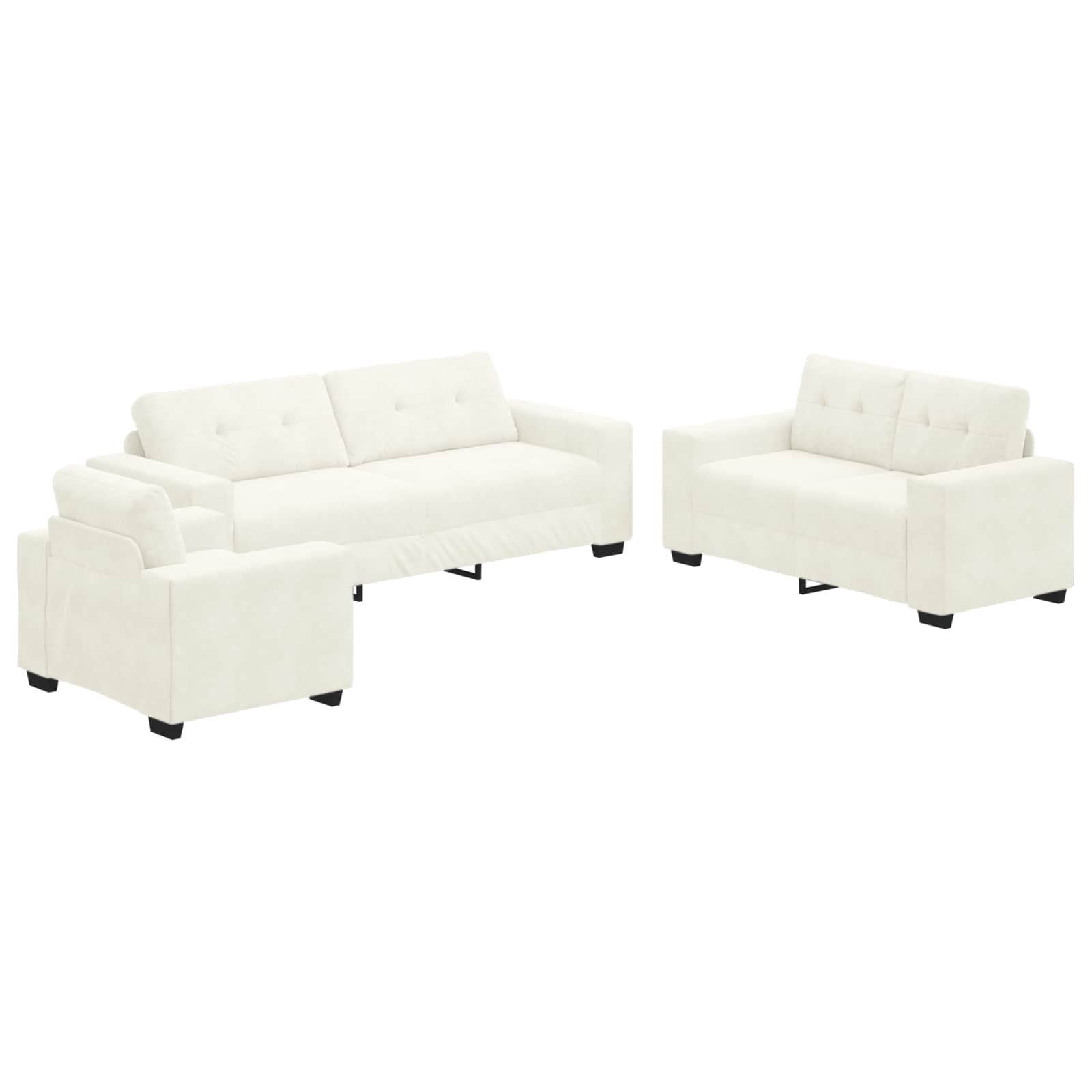 Σετ Καναπέ 3 pcs Κρεμ 221 x 80 x 80 εκ Βελούδο - Pakobazaar