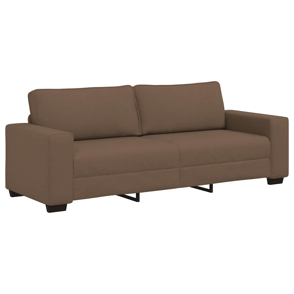 Σετ Καναπέδων 3 Τεμαχίων με Μαξιλάρια, Καφέ Υφασμάτινο - Pakobazaar