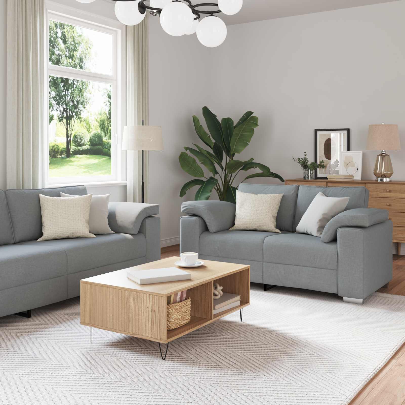 Καναπές 3 pcs Ανοιχτό γκρι 219 x 80 x 82 εκ