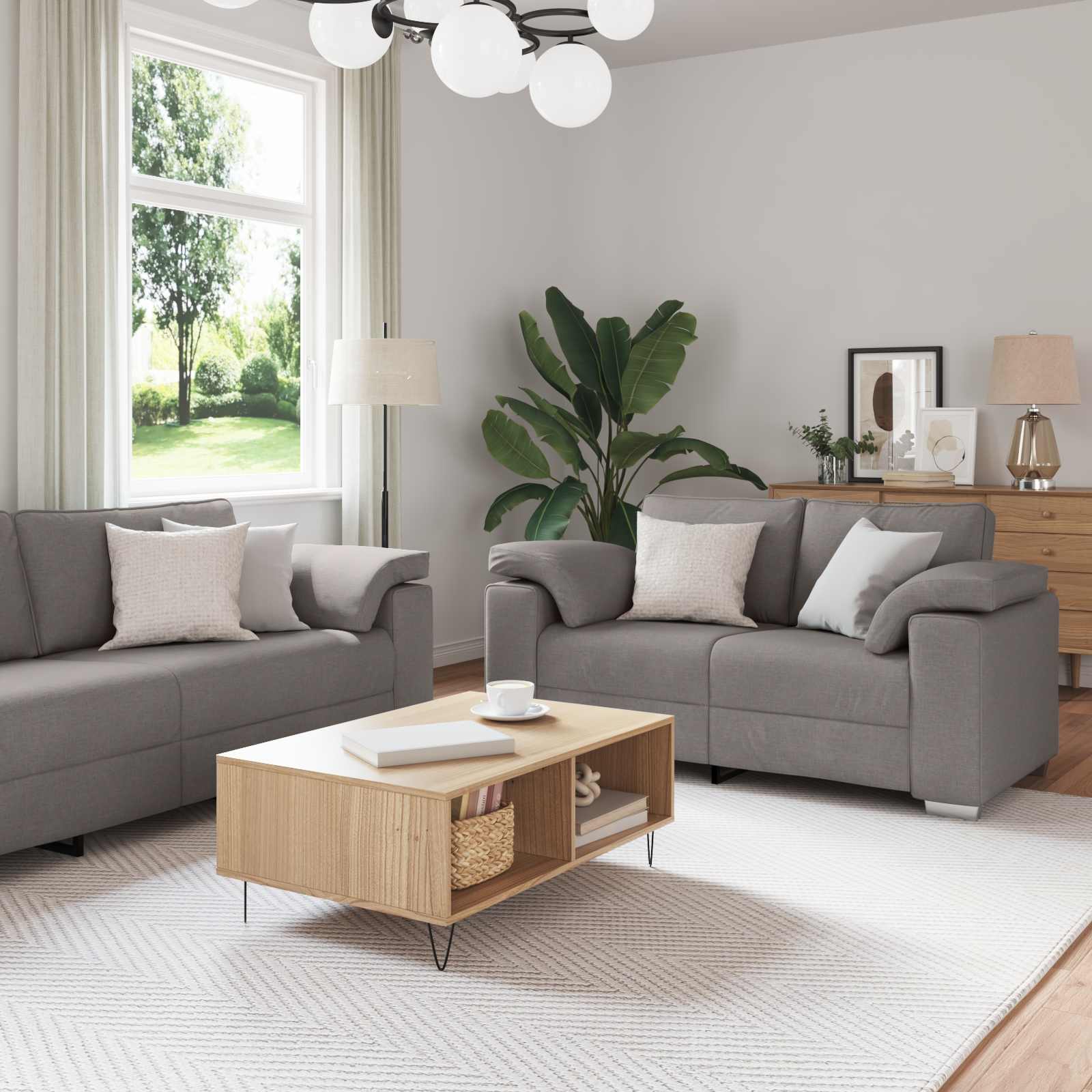 Καναπές 3 pcs Taupe 219 x 80 x 82 εκ Ύφασμα μείγματος λινών