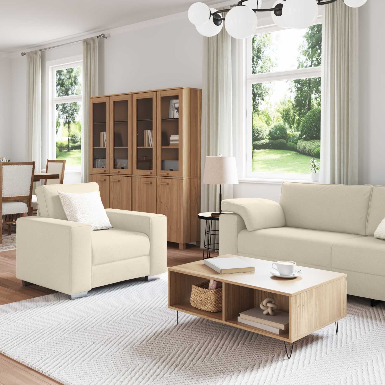 Καναπές 3 pcs Taupe 219 x 80 x 82 εκ Ύφασμα μείγματος λινών