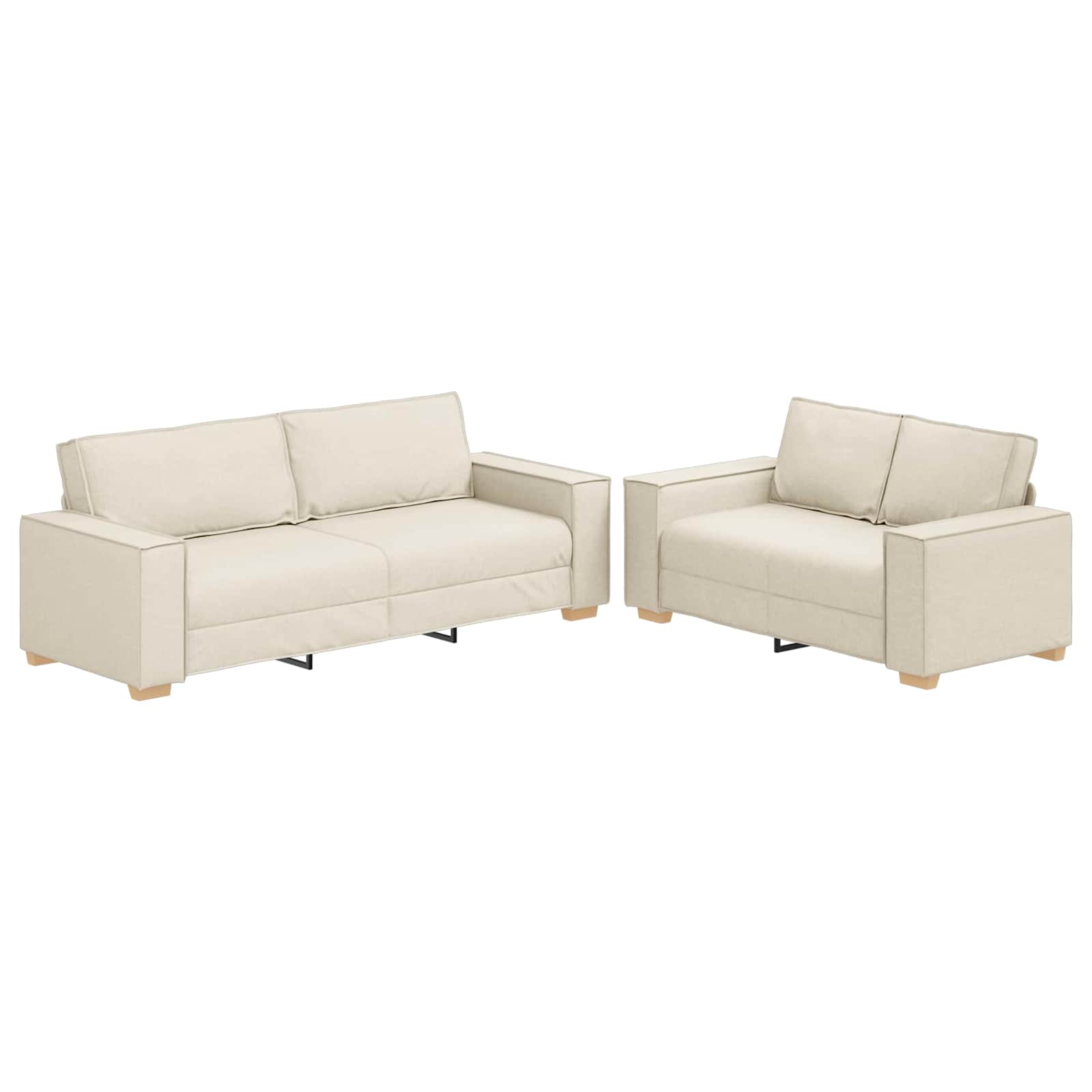 Καναπές 2 pcs Μπεζ 220 x 80 x 84 εκ Ύφασμα μείγματος λινών - Pakobazaar