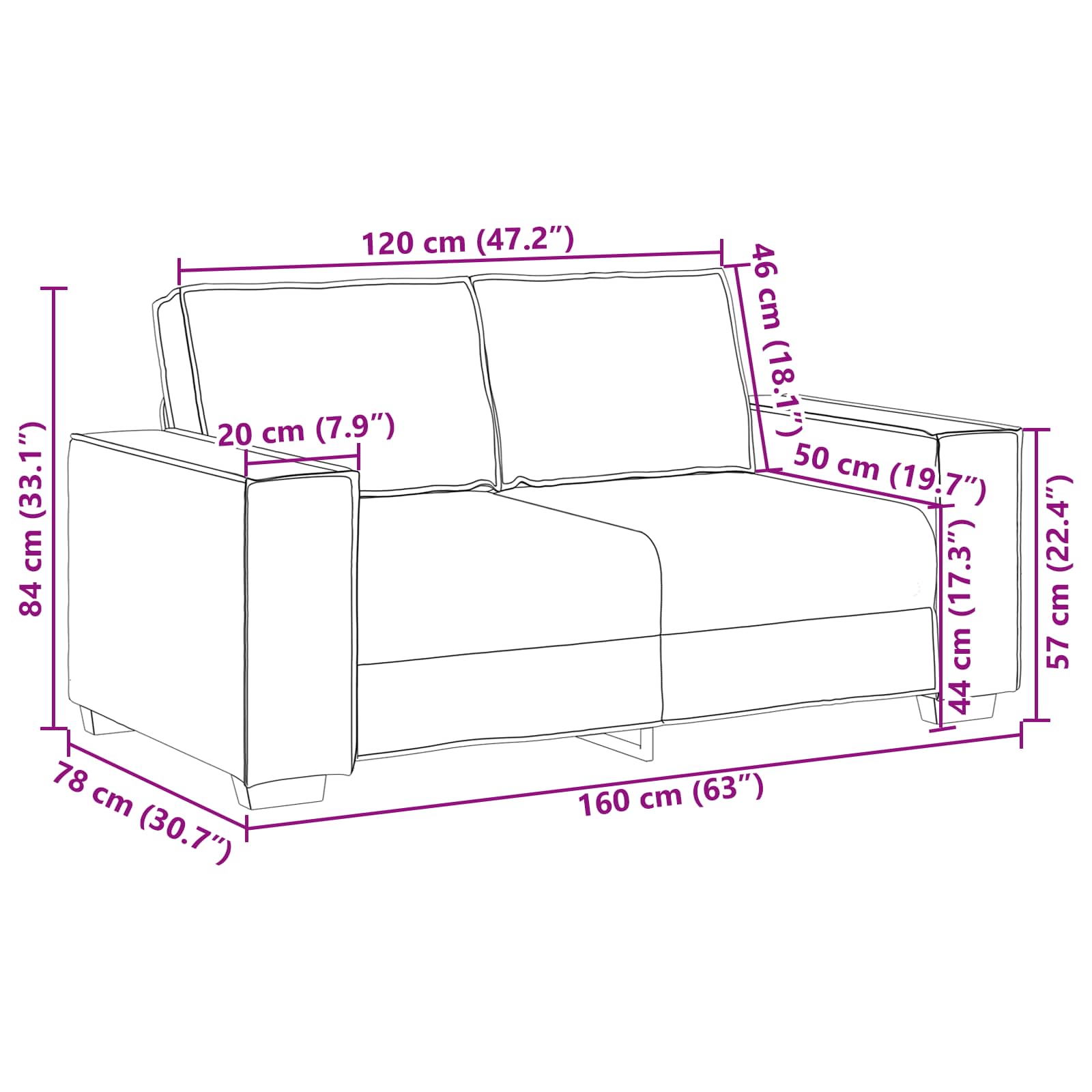 Καναπές 2 pcs Μπεζ 220 x 80 x 84 εκ Ύφασμα μείγματος λινών - Pakobazaar