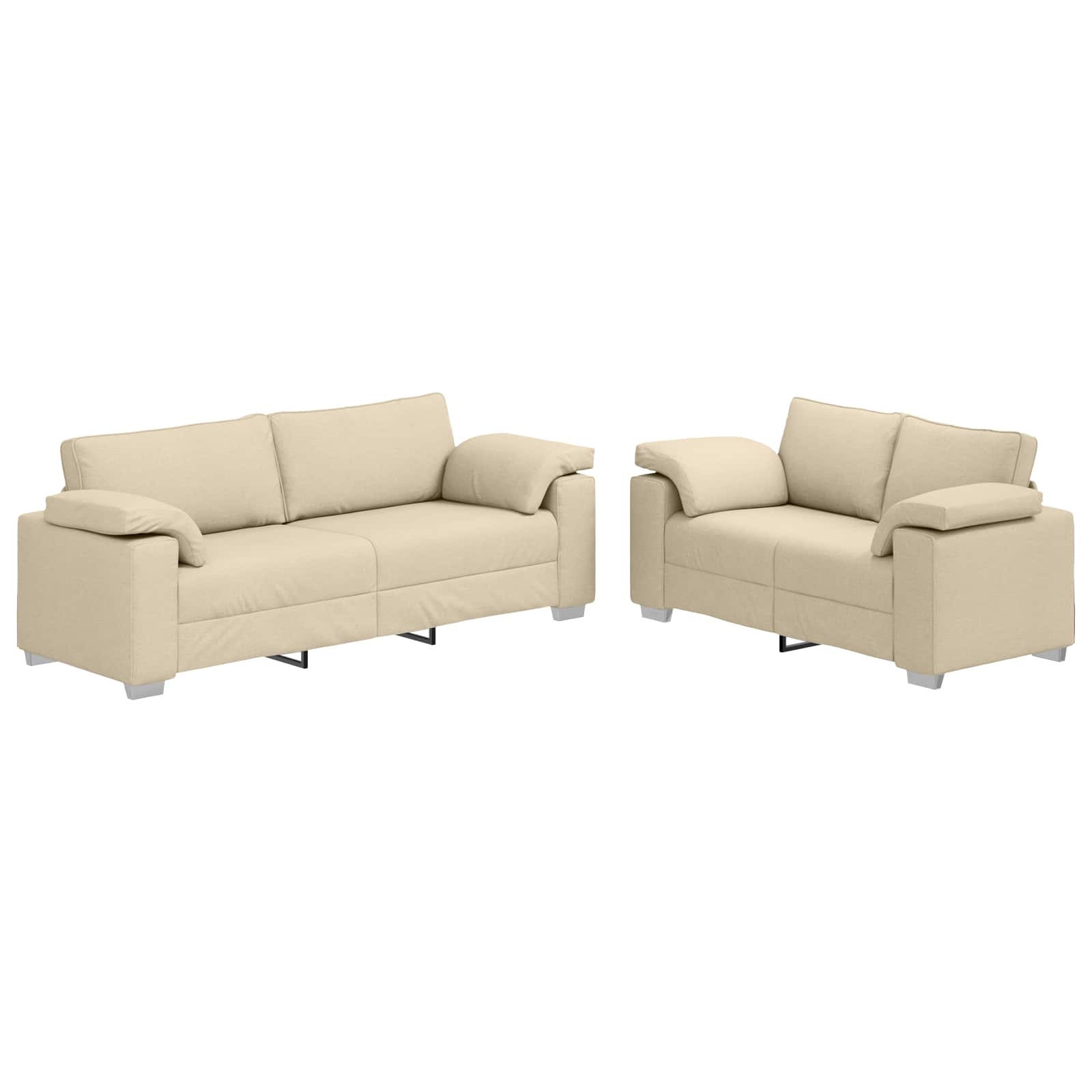Καναπές 2 pcs Κρεμ 219 x 80 x 82 εκ ύφασμα - Pakobazaar