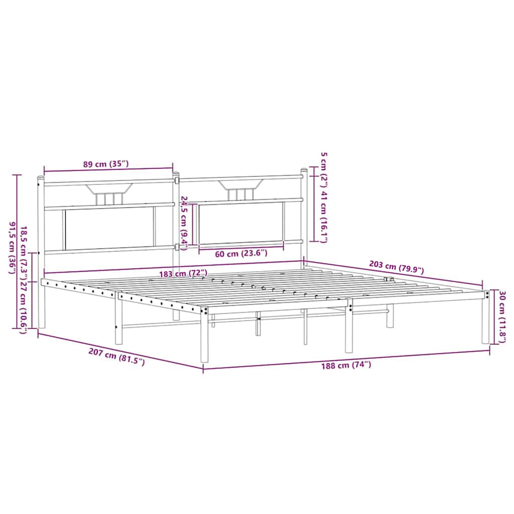 Πλαίσιο Κρεβατιού Χωρ. Στρώμα Sonoma Δρυς 183x203 εκ. Επ. Ξύλο