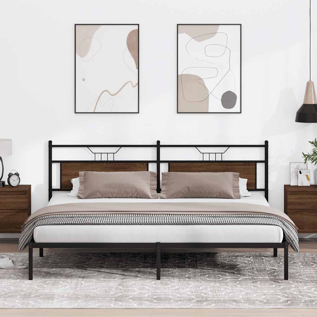 Πλαίσιο Κρεβατιού Χωρ. Στρώμα Καφέ Δρυς 200x200 εκ Επεξ. Ξύλο