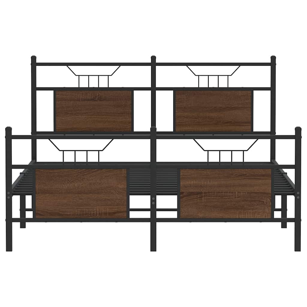 Πλαίσιο κρεβατιού χωρίς στρώμα καφέ δρυς 140x190 cm