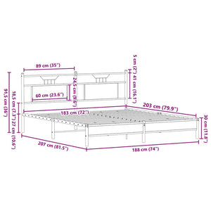 Σκελετός Κρεβ. Χωρίς Στρώμα Καπνιστή Δρυς 183x203εκ. Επεξ. Ξύλο